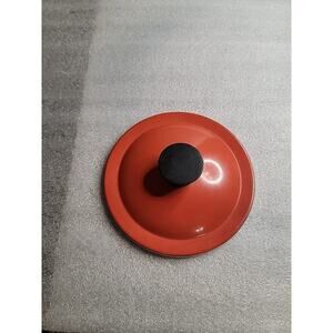 Vintage‎ Metal Red Replacement Lid 6 1/8" Outer 6" Inner No Dents/Dimples